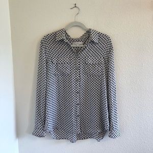 Loft White and Black Polka Dot Blouse